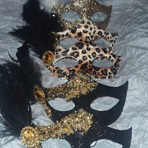 Venetian mask ornaments set of 5